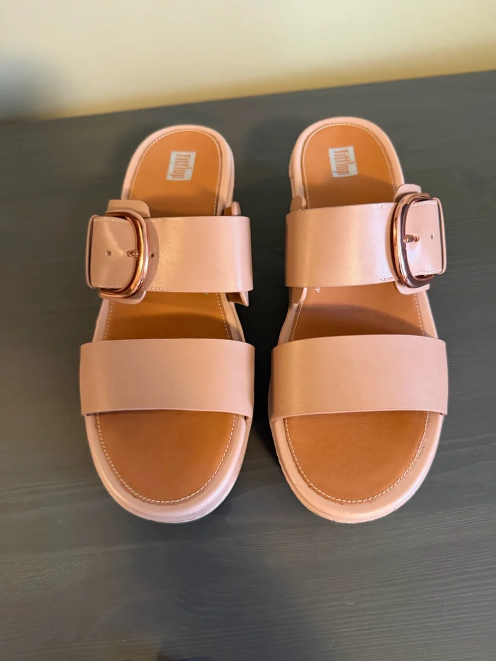 Fitflop Beige Platform Slide with Buckle